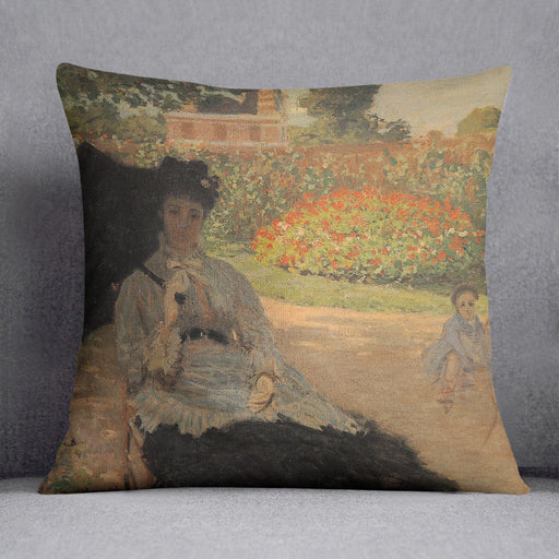 Camille in the garden with Jean and his nanny by Monet Cushion