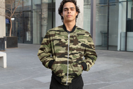 Camouflage Pattern Plakat Bomber Jacket