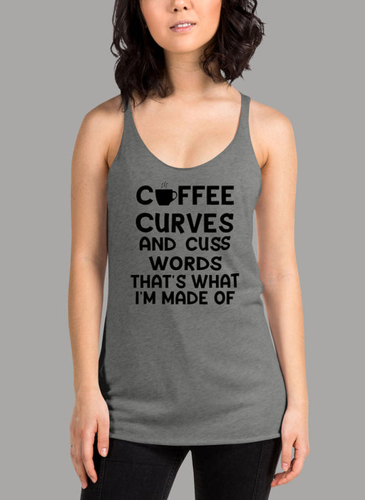 Coffee Curves Cuss Words Women Tank Top