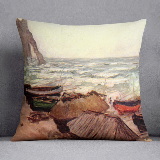 Durchbrochener rock at Etretat by Monet Cushion