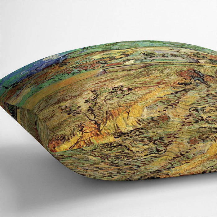 Enclosed Wheat Field with Peasant by Van Gogh Cushion