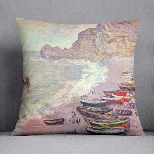 Etretat the beach and La Porte d'Amont by Monet Cushion