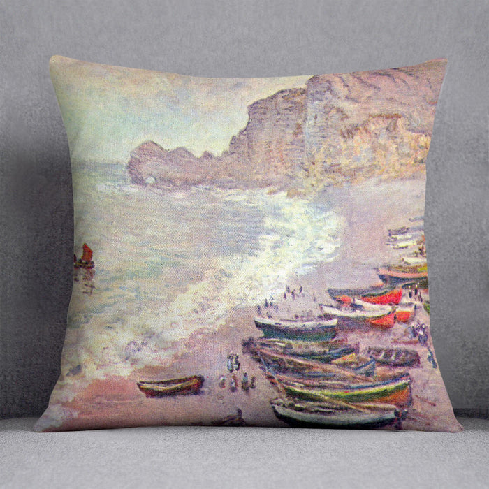 Etretat the beach and La Porte d'Amont by Monet Cushion