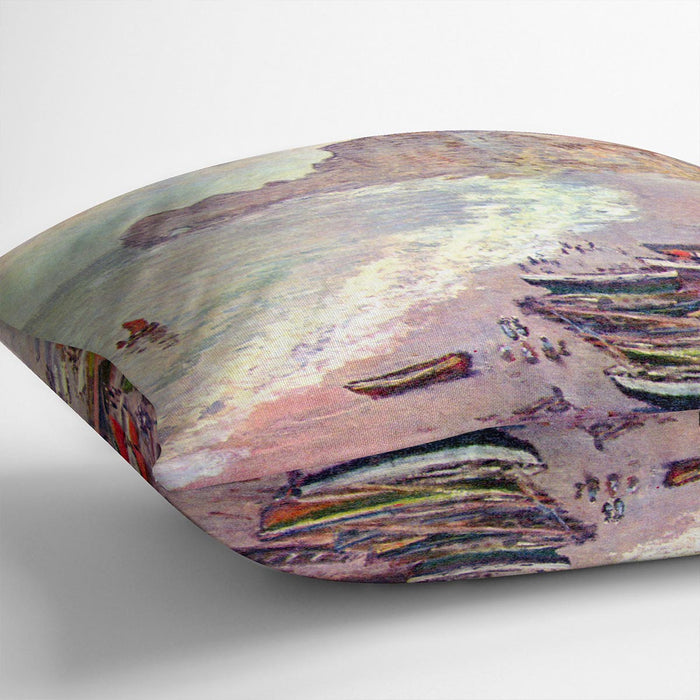 Etretat the beach and La Porte d'Amont by Monet Cushion