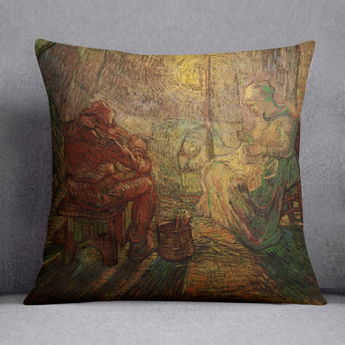 Evening The Watch after Millet by Van Gogh Cushion