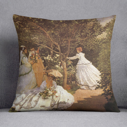 Femmes au jardin 1867 by Monet Cushion