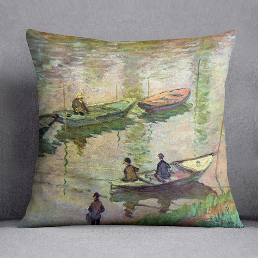 Fishermen on the Seine at Poissy by Monet Cushion