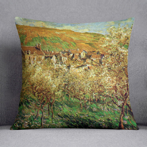 Flowering apple trees by Monet Cushion