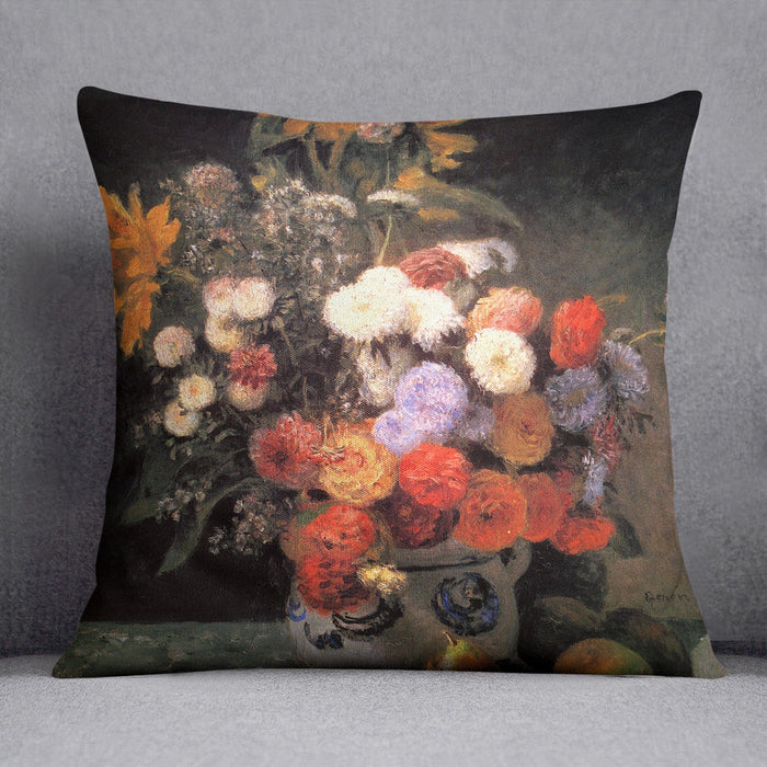 Flowers in a vase by Renoir Cushion