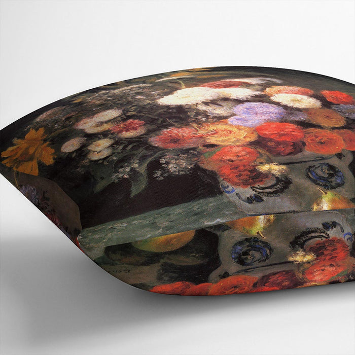 Flowers in a vase by Renoir Cushion