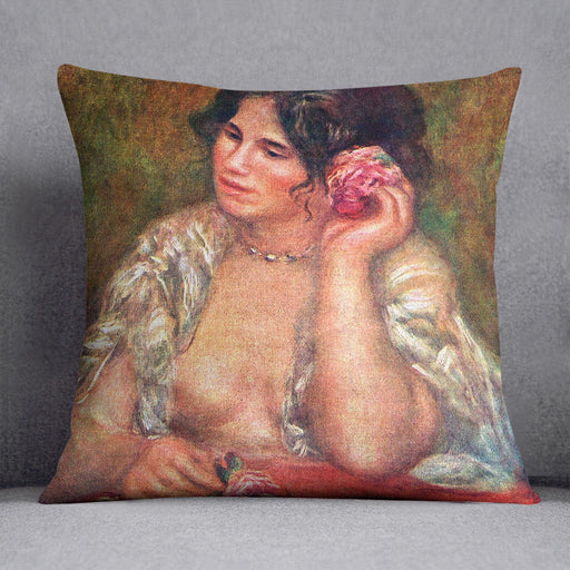 Gabriele with a rose by Renoir Cushion