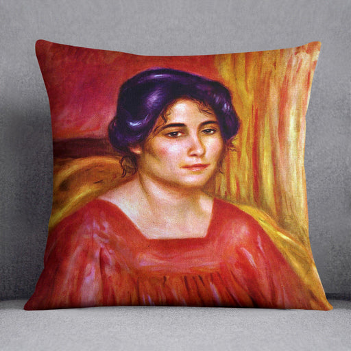 Gabrielle with red blouse by Renoir Cushion