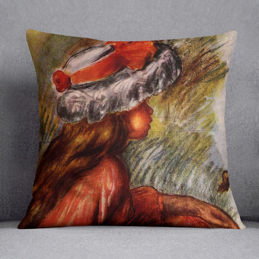 Girl head by Renoir Cushion