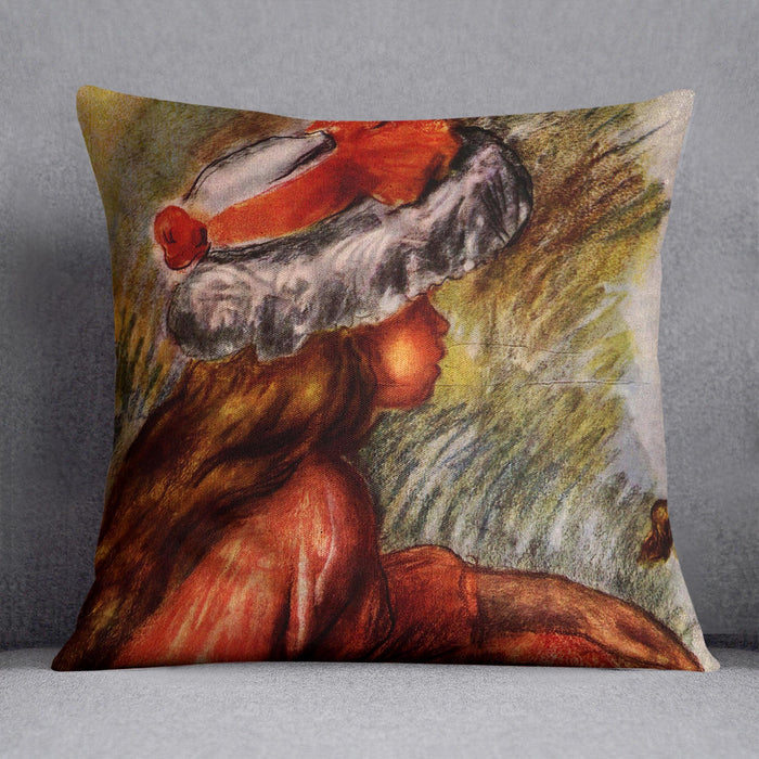 Girl head by Renoir Cushion