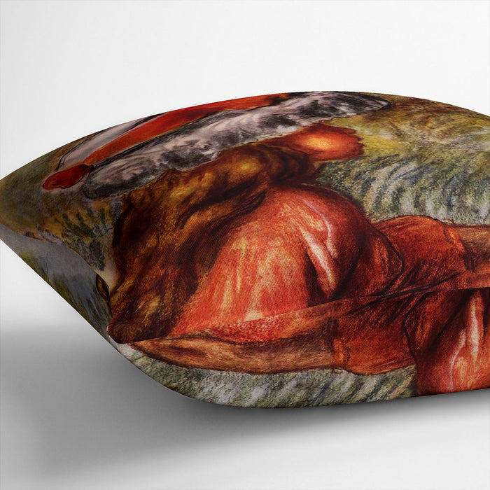 Girl head by Renoir Cushion