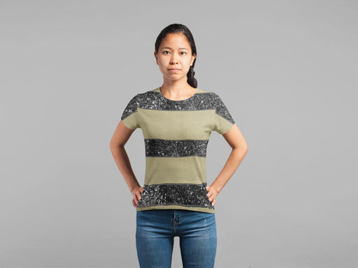 Gold Black Glitter Stripes Pattern Classic Sublimation Women's T-Shirt