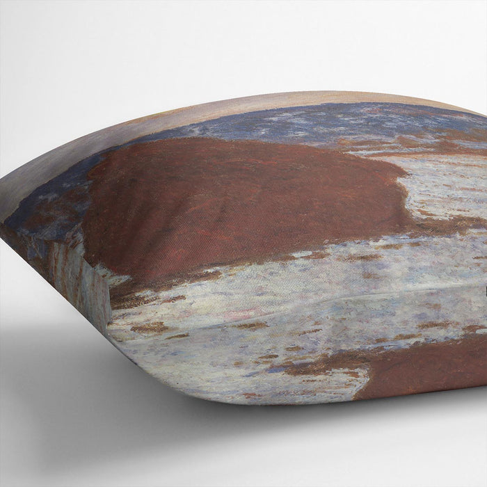 Haystacks snow covered the sky by Monet Cushion