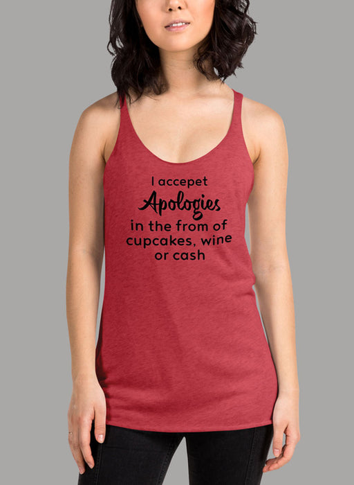 I Accept Apologies Black Women's Tank Top