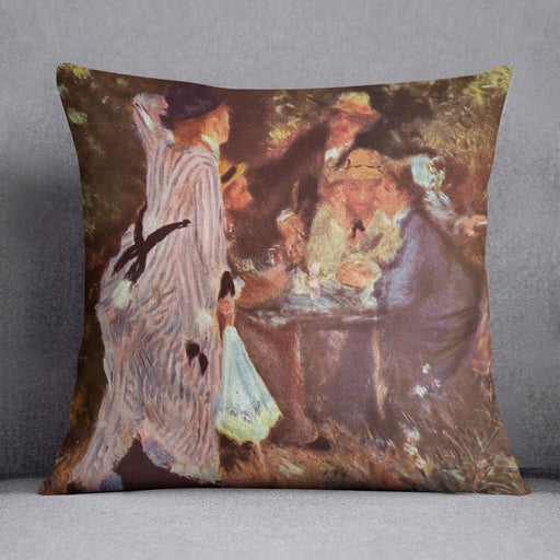 In the Garden in the garden bower of Moulin de la Galette by Renoir Cushion
