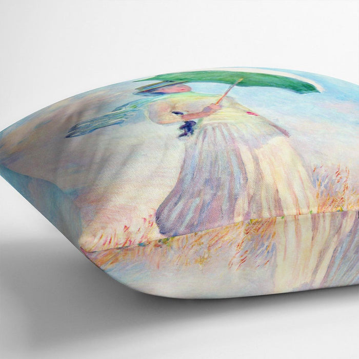 Lady with sunshade study by Monet Cushion