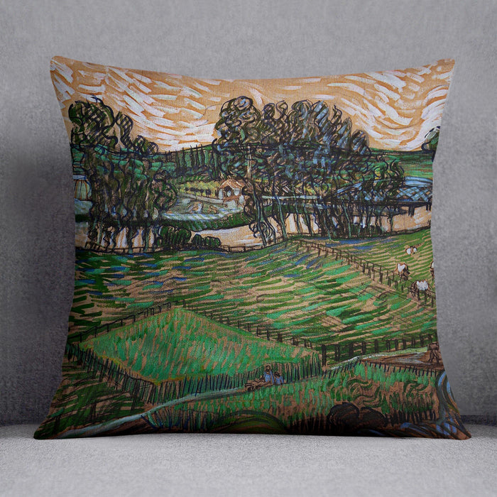 Landscape with Bridge across the Oise by Van Gogh Cushion