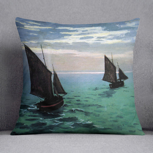 Le Havre exit the fishing boats from the port by Monet Cushion