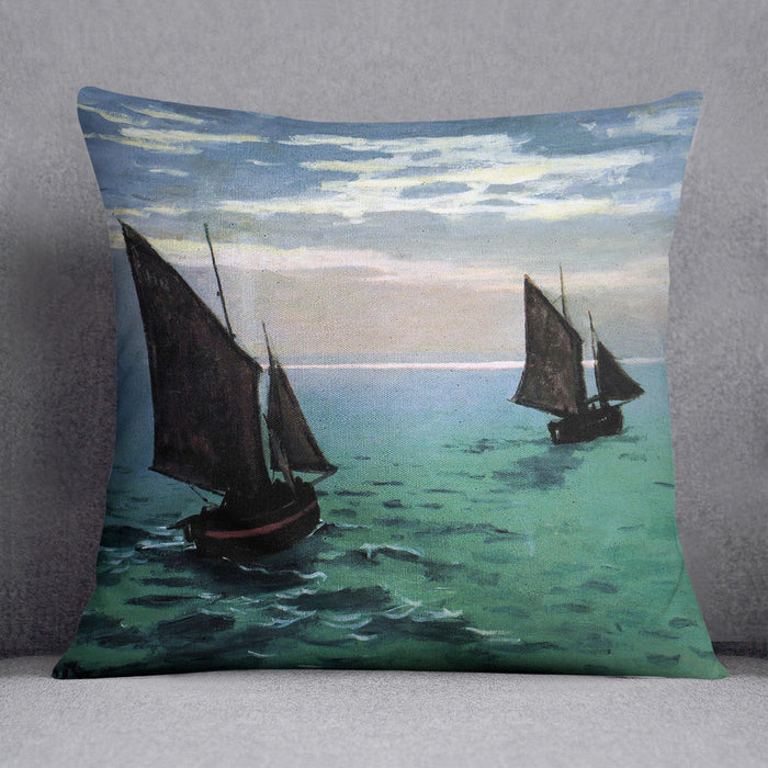 Le Havre exit the fishing boats from the port by Monet Cushion