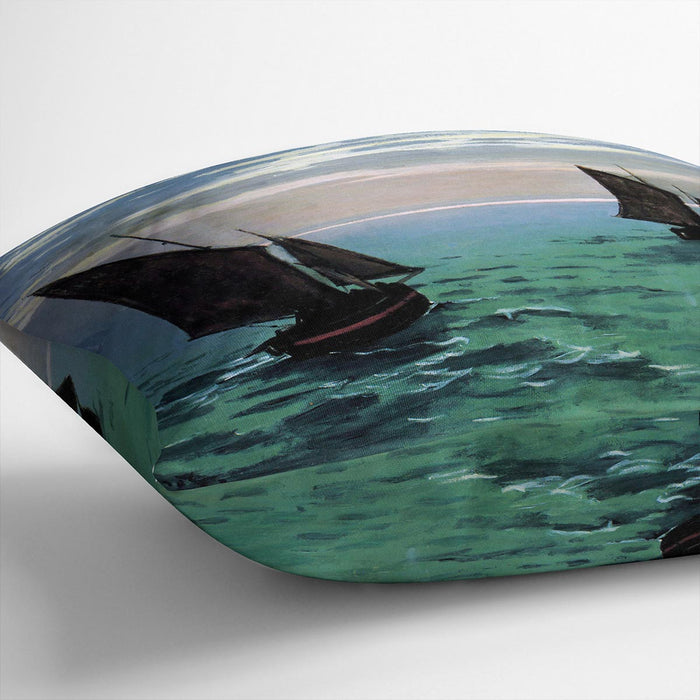 Le Havre exit the fishing boats from the port by Monet Cushion