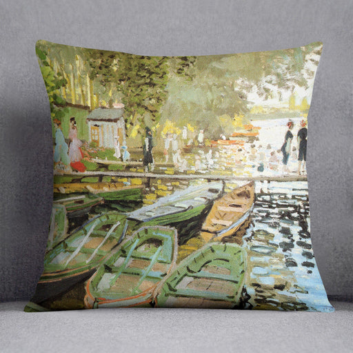 Les bain de la Grenouillere by Monet Cushion