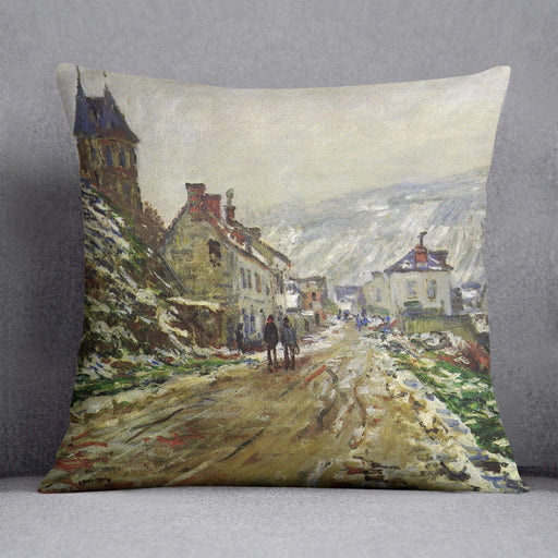 Local entrance of Vetheuil in the winter by Monet Cushion