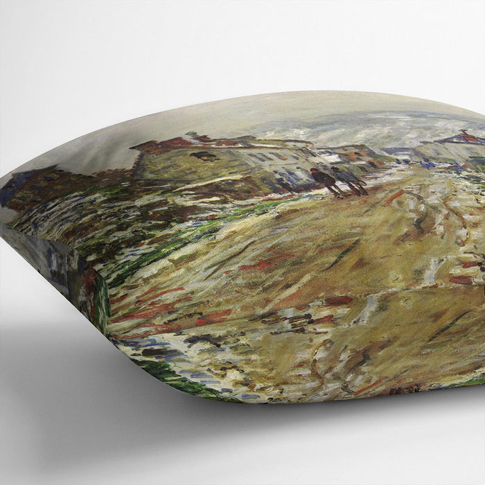 Local entrance of Vetheuil in the winter by Monet Cushion