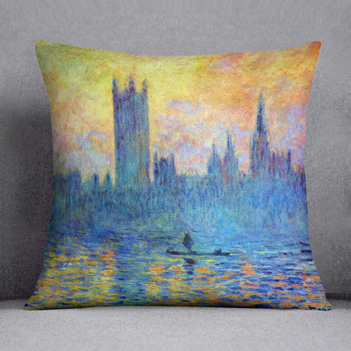London Parliament in Winter by Monet Cushion