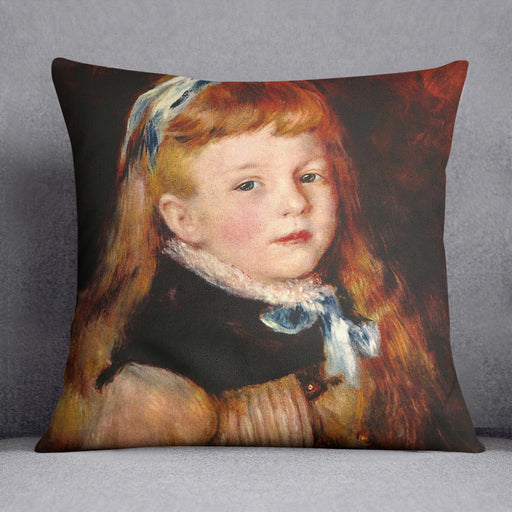 Mademoiselle Grimprel with blue hair band by Renoir Cushion