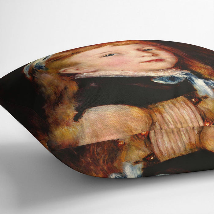 Mademoiselle Grimprel with blue hair band by Renoir Cushion