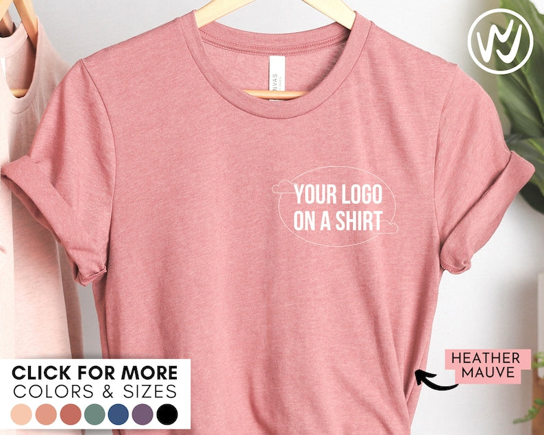 Custom Logo on a Shirt FRONT and BACK, Team Logo Here T-Shirt, Personalized Tshirt, Text on a Graphic Tee, Your Business Logo or Brand Logo