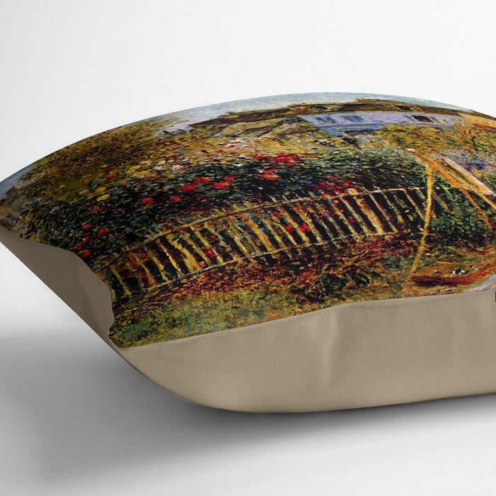 Monet painting in his garden in Argenteuil Cushion