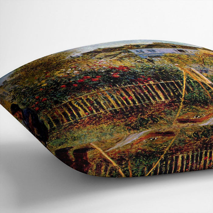 Monet painting in his garden in Argenteuil Cushion