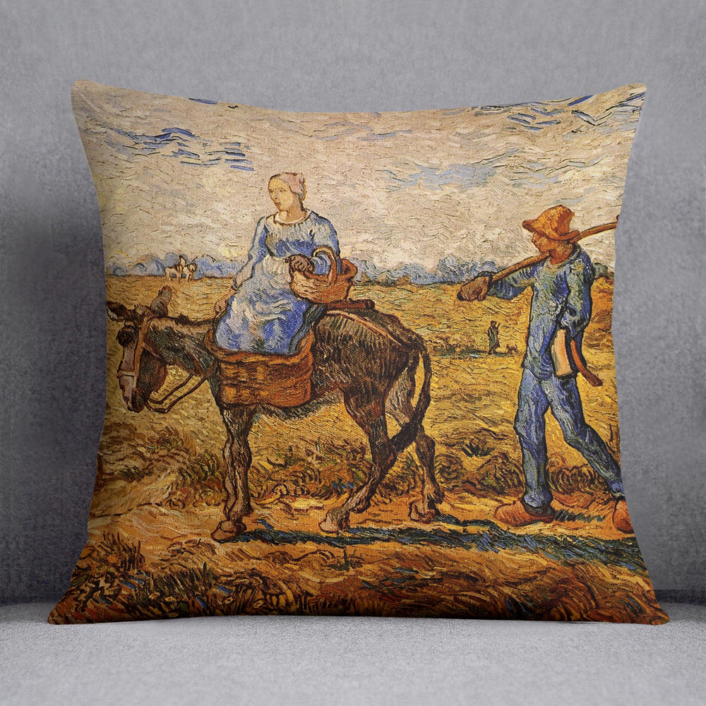 Morning Peasant Couple Going to Work by Van Gogh Cushion