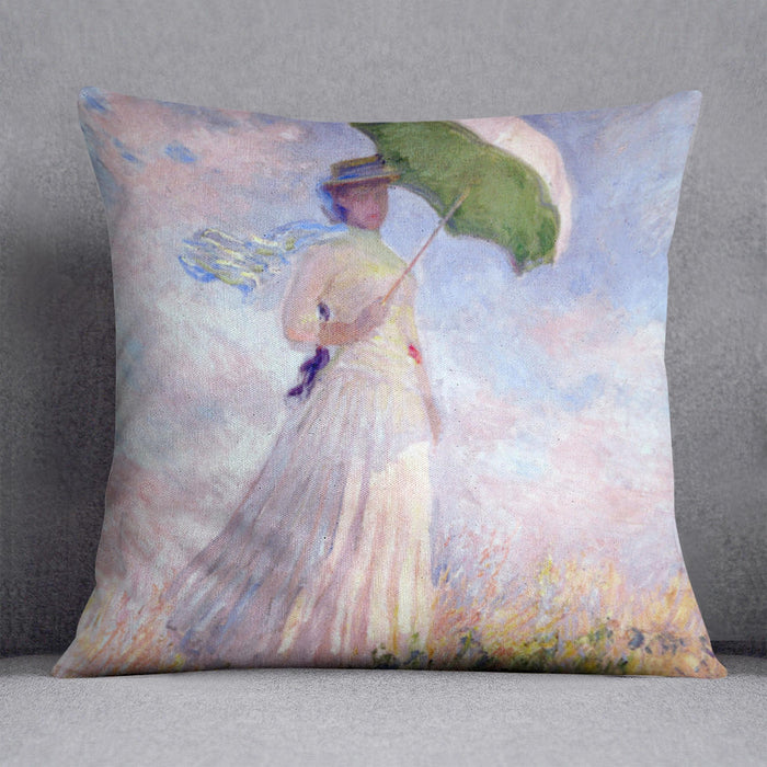 Nainen ja paivanvarjo by Monet Cushion