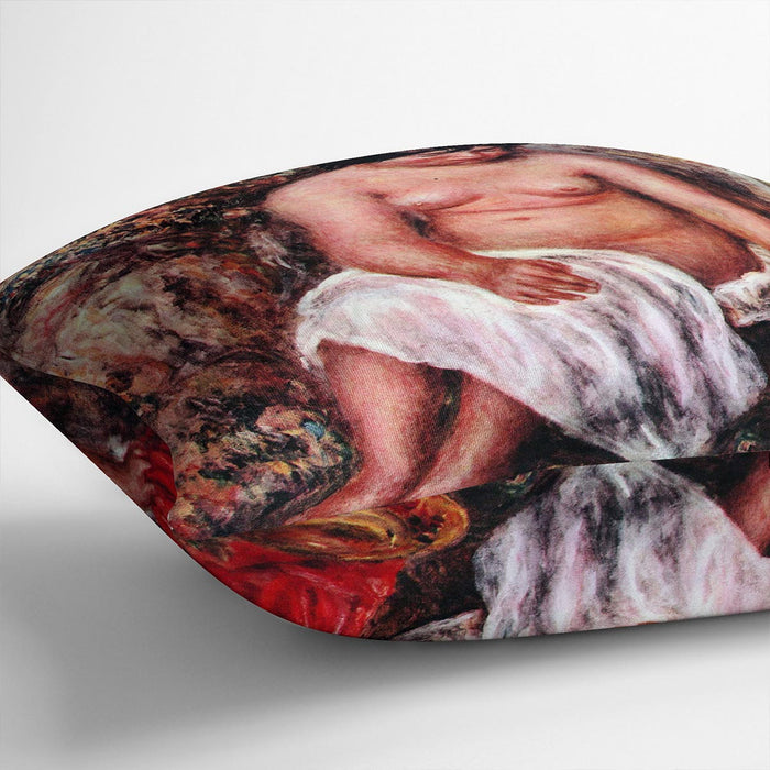 Nude with Straw by Renoir by Renoir Cushion