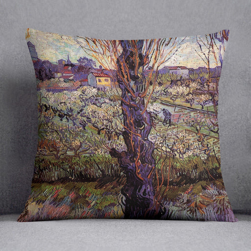 Orchard in Blossom with View of Arles by Van Gogh Cushion