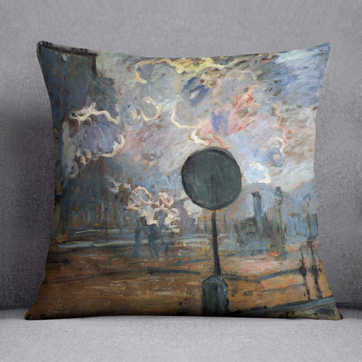 Outside the station Saint Lazare The signal by Monet Cushion