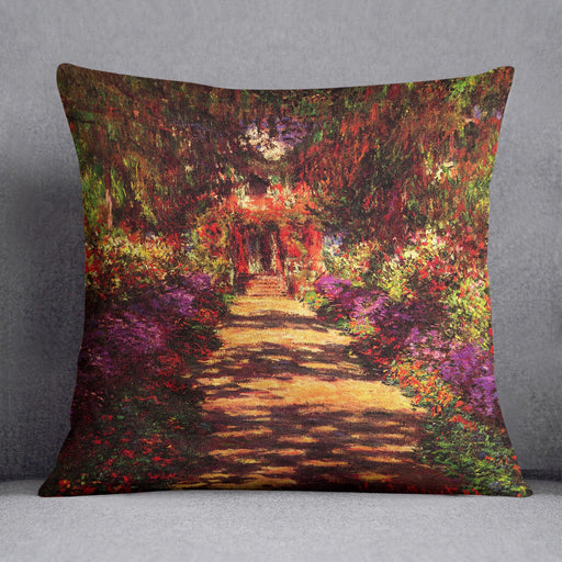 Path in Monets garden in Giverny by Monet Cushion