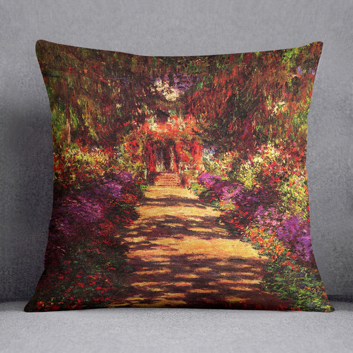 Path in Monets garden in Giverny by Monet Cushion