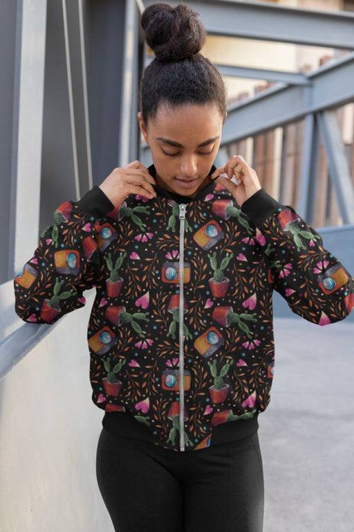 Photography Pattern Bomber Jacket
