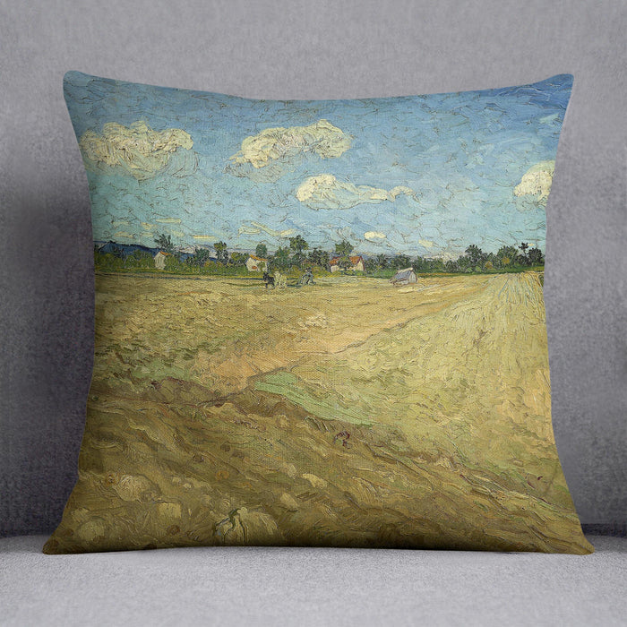 Ploughed fields by Van Gogh Cushion