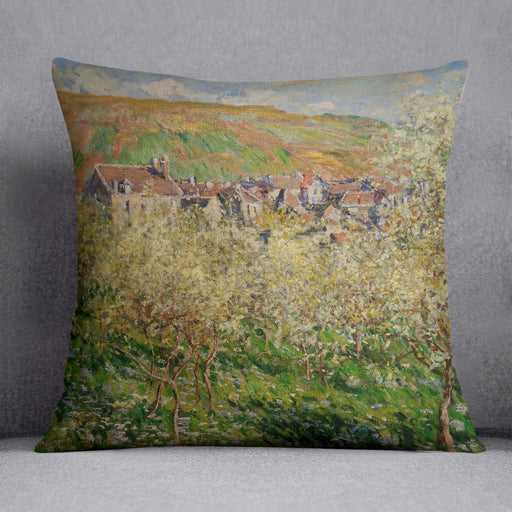 Plum trees in blossom by Monet Cushion