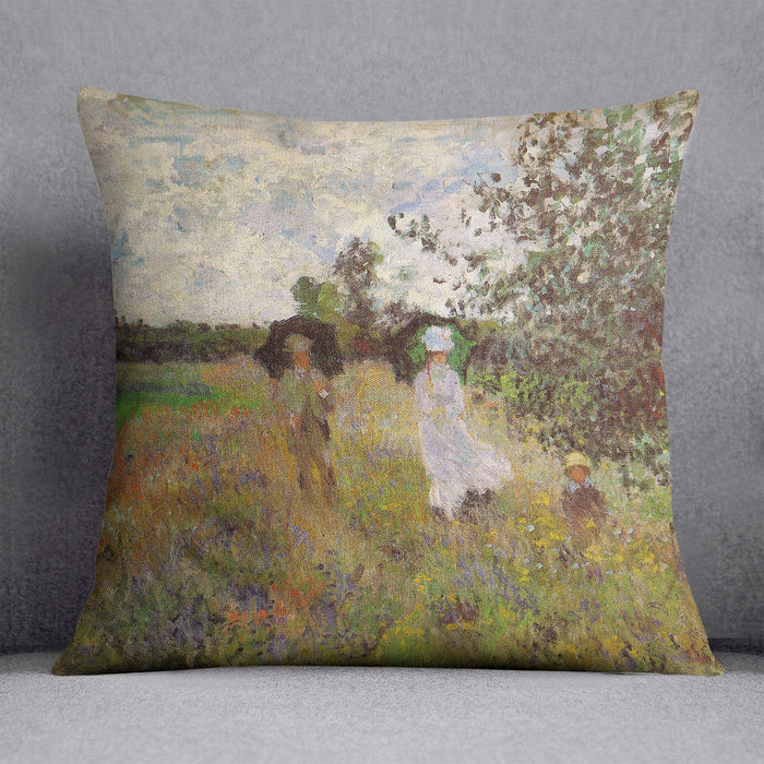 Promenade a Argenteuil 1875 by Monet Cushion