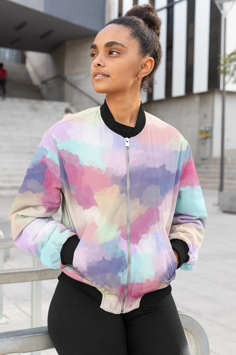 Abstract Pastels Female Bomber Jacket