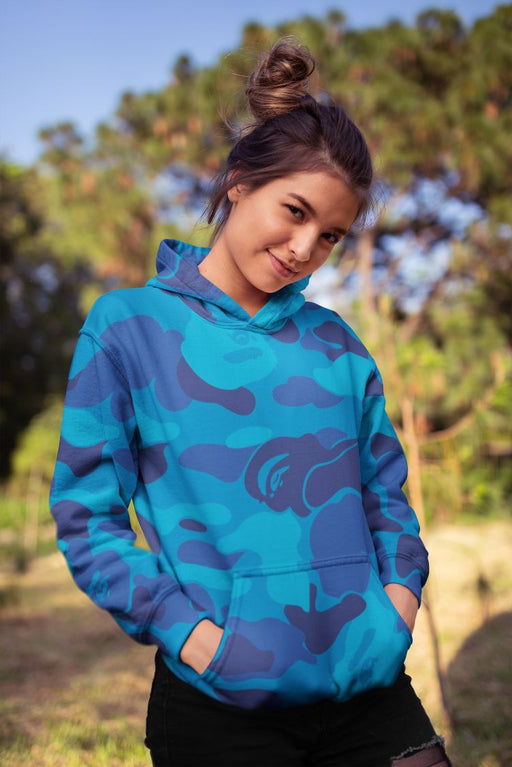 Alpine Blue Retro Female Sublimation Hoodie